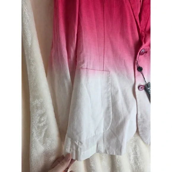 Paisley Gray Ombre Pink White Linen Blend Blazer Jacket Mens Size L Slim Fit NWT - Picture 4 of 12